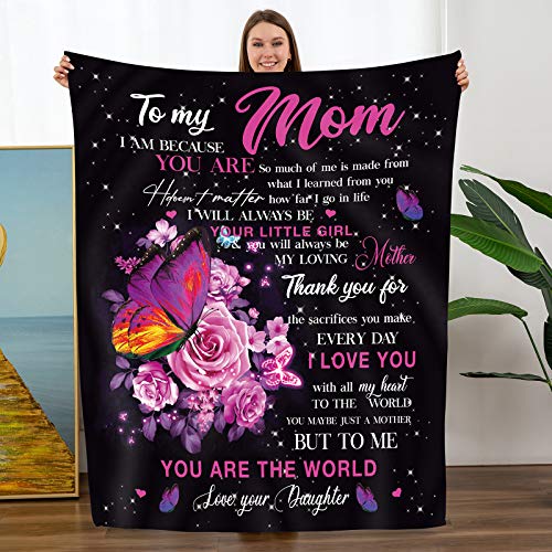 Custom Blanket with Name for Mom from Daughter, Mom Christmas Birthday Gifts Ideas, Thanksgiving Special Occasions Throws Blanket To My Mom,daughter C