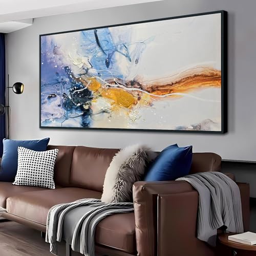 Ardemy Extra Large Abstract Wall Art Canvas for Living Room Modern Framed Wall Decor Textured White Beige Purple Painting Picture Bedroom Artwork Home