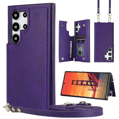 for Samsung Galaxy S24 Ultra Wallet Case with Credit Card Holder RFID Blocking, Fold Premium Leather Magnetic Clasp Kickstand Heavy Duty Protective Co