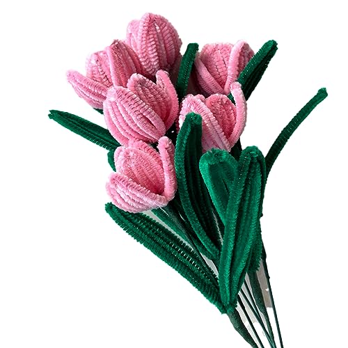 6pcs DIY Tulip Bouquet Made of Fuzzy Sticks Crafting