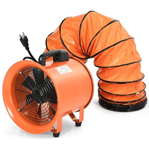YITAHOME Exhaust Fan 12 Inch, Utility Blower Extractor Fan High Velocity, Portable Ventilation Fan with 16FT Ventilator Duct Hose for Industrial, Pain