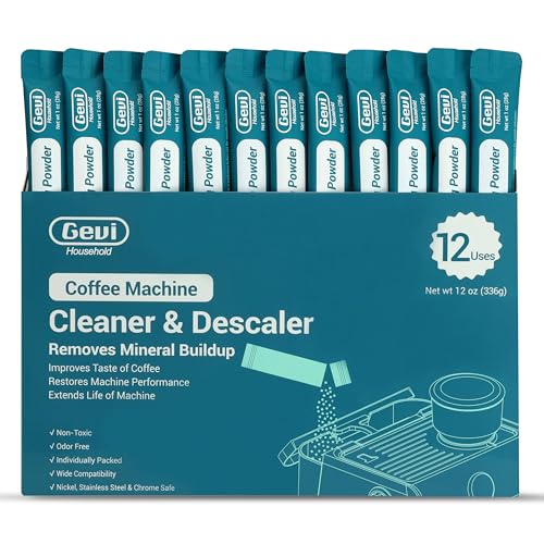 Gevi Coffee Maker Cleaner, Espresso Machine Cleaning Powder - 12 Use & Individually Packed for Each Use | Organic Citric Acid Cleaner Compatible with
