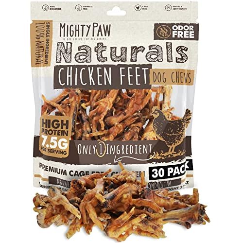 Mighty Paw Naturals Chicken Feet Dog Treats (30 Pack) | 100% Natural Dehydrated Chicken Feet for Dogs. Dried Treat for Pets. Single Ingredient Chews 0