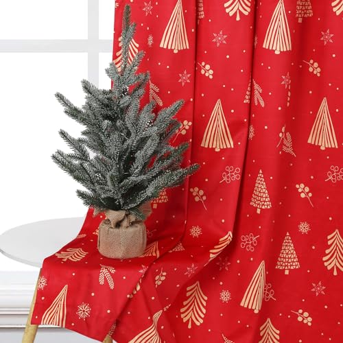 Garvee Christmas Curtains for Living Room, Red Velvet Curtains 84 Inches Long, Holiday Decoration Bedroom Window Curtains, Thermal Insulated Room Dark