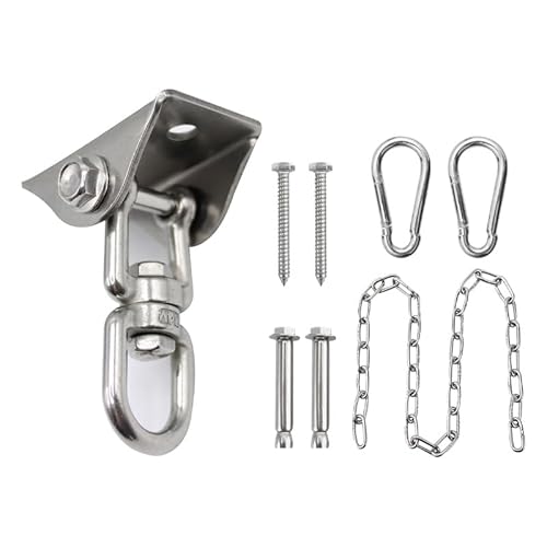Heavy Duty Swing Hanger with Screws Bolts & Adjustable Tree Swing Strap & Safer Lock Snap Carabiner Included, Full Set for Wooden and Concrete Indoor