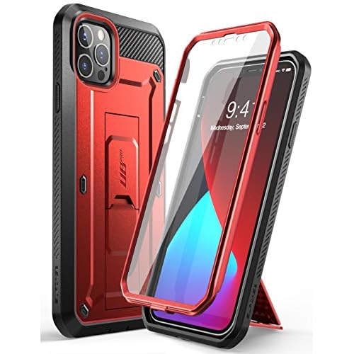 SUPCASE Unicorn Beetle Pro Series Case for iPhone 12 Pro Max (2020 Release) 6.7 Inch, Built-in Screen Protector Full-Body Rugged Holster Case(Ruddy) M