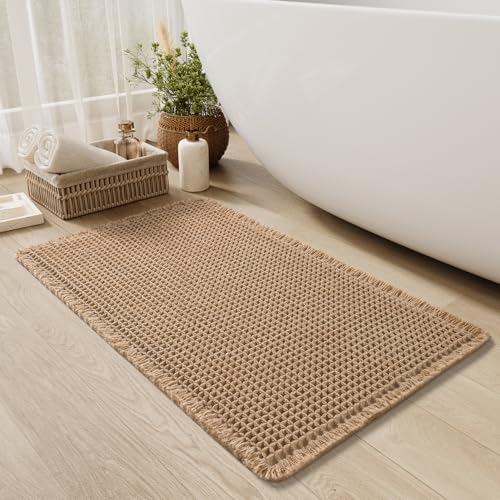 PADOOR Bath mats for Bathroom Non Slip, Bath Rugs, Bathroom mat, Absorbent Bath mat, 24" x 36", Brown Brown 24" x 36"
