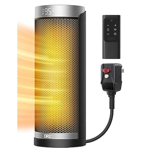 Dreo Space Heater for Bathroom and Indoor, 70°Oscillating, 5 Modes, Remote for Home Bedroom, 12H Timer, with ALCI Safety Plug Silver ALCI Plug