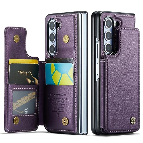 for Samsung Galaxy Z Fold 5 Wallet Case with RFID Blocking and 4 Credit Card Holder, Premium Durable Slim Leather Magnetic Clasp Kickstand Heavy Duty