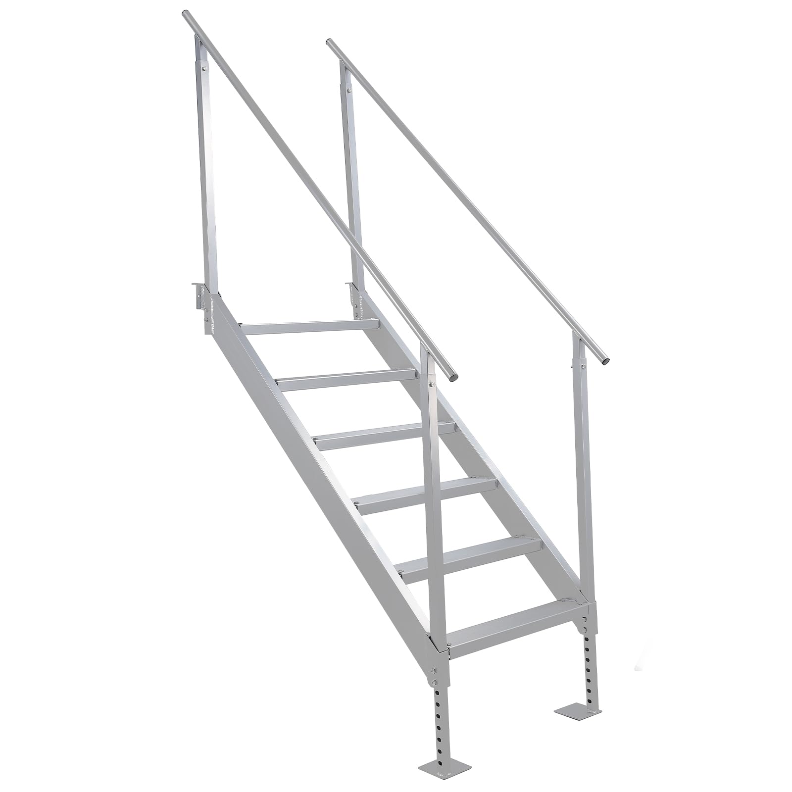 Garvee Dock Stairs Pontoon Boat Ladder 500lbs Load, Anti-Corrosion 6063 Aluminum, Widen Nonslip Steps, Adjustable Height, Dual Handrails, Suitable for