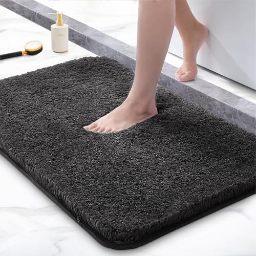 Bath Rug 24x16,Extra Soft and Absorbent Microfiber Bath Mat, Non-Slip Thick Plush Shaggy Bathroom Carpet,Shaggy Mat Machine Washable Quick Dry, Suitab