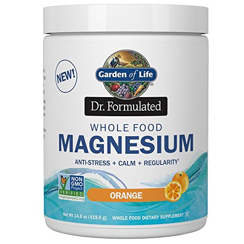 Garden of Life Dr. Formulated Whole Food Magnesium 419.5g Powder - Orange, Chelated, Non-GMO, Vegan, Kosher, Gluten & Sugar Free Supplement with Probi