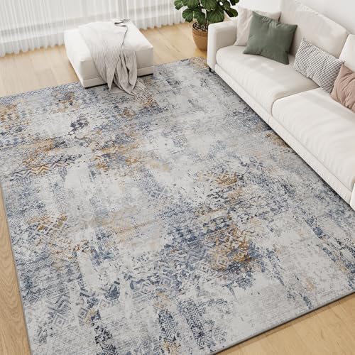 9x12 Area Rugs for Living Room Rugs Washable Rug for Bedroom Nursery Dining Room Stain Resistant Soft Rugs Distressed Neutral Abstract Modern Vintage
