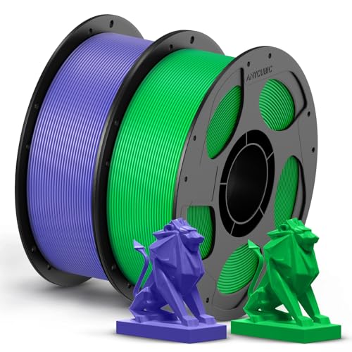 ANYCUBIC PETG Filament 1.75mm, 3D Printer Filament, Dimensional Accuracy +-- 0.02mm, Exceptional Toughness, Print with FDM 3D Printers, 2 Pack 1KG Reu