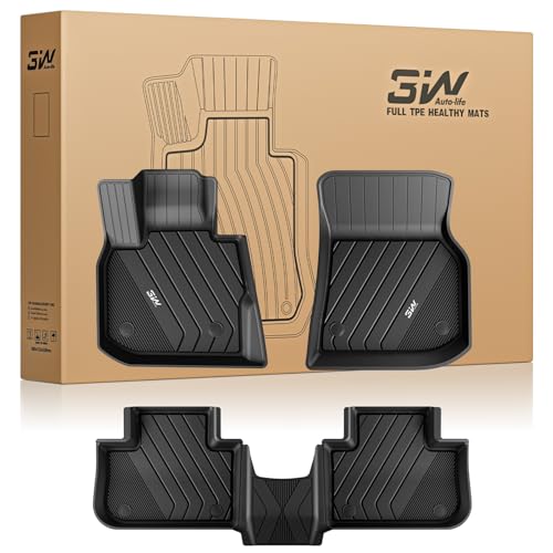 3W Floor Mats BMW X5 2019-2024 2025 2026, TPE All Weather Custom Fit Floor Liner for BMW X5 40i 50i 45e M50iM 1st&2nd Rows Full Set Car Mats Black (On