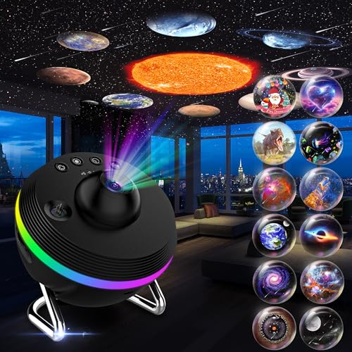 Star Projector, 13 in 1 HD Planetarium Galaxy Projector for Bedroom, Star Projector Galaxy Light with Timer, Meteor & RGB Lighting Effects, Space Nigh