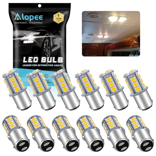 Alopee 12 Pack Non Polarity 1076 12V Light Bulb for RV Marine Boat Navigation Light Soft White 3000K 1004 Led Bulb for Trailer Interior Lighting DC 12