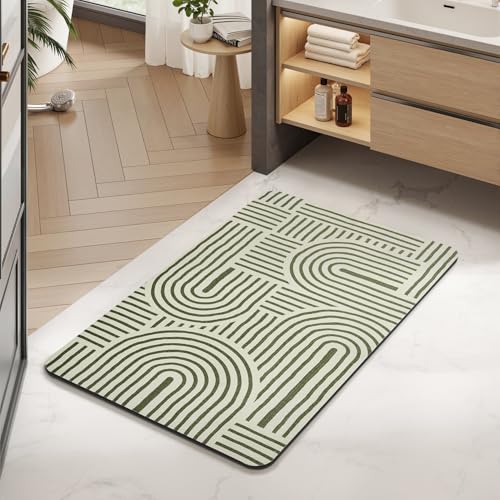 MontVoo -Bath Mat-Non Slip Thin Bathroom Rugs Fit Under Door- Quick Dry Absorbent Faux Suede Surface Grey Bathroom Floor Mats-Shower Rug for in Front