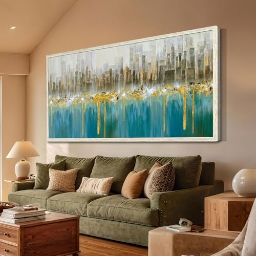 Ardemy Large Framed Wall Art Abstract Canvas Modern Gold Textured Wall Decor Living Room Painting Picture Artwork Bedroom Home Office, 48"x24" 48"L x