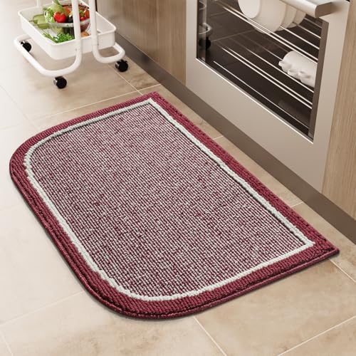 PADOOR Kitchen-Mats for Floor 100% Polypropylene Kitchen Rugs Non Slip Washable, Durable Dirt Resist Half Circle Rug TPR Backed Kitchen Floor Mat, 20"