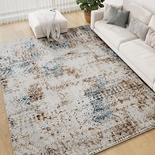 8x10 Area Rugs for Living Room Rugs Washable Rug for Bedroom Nursery Dining Room Stain Resistant Soft Rugs Distressed Neutral Abstract Modern Vintage