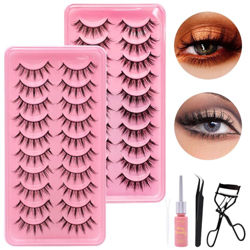 Wispy Mink Lashes Natural Look Fluffy Fake Eyelashes Faux 3D Lashes Thick Soft Curly Fake Lashes for Doll Eye Makeup 20 Pairs Pack 1