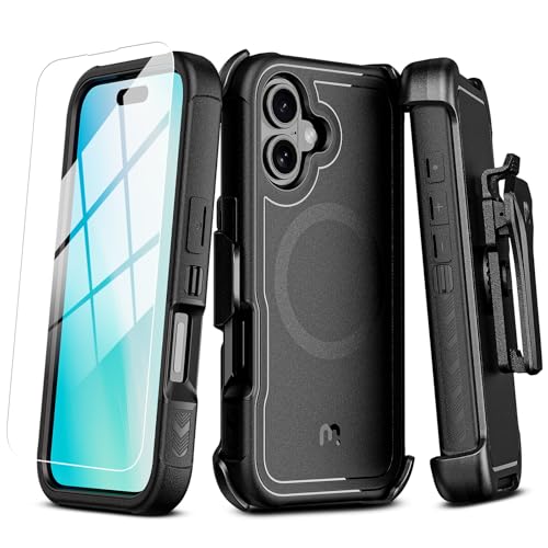 M MYBAT PRO Maverick Series iPhone 16 Plus 6.7 Case with Belt Clip Holster,[Compatible with Magsafe] w-Screen Protector,Anti-Drop,Shockproof,with 360�
