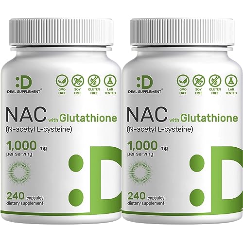 2 Pack NAC Supplement (N-Acetyl Cysteine) 1,000mg Serving with Reduced Glutathione, 480 Capsules