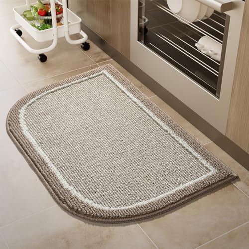 PADOOR Kitchen-Mats for Floor 100% Polypropylene Kitchen Rugs Non Slip Washable, Durable Dirt Resist Half Circle Rug TPR Backed Kitchen Floor Mat, 18"