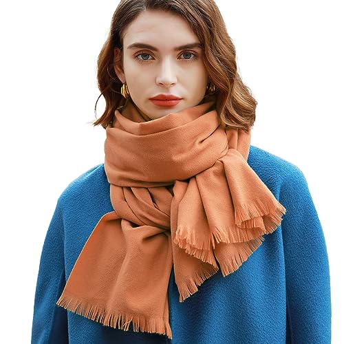 RIIQIICHY Scarfs for Women Pashmina Shawl Wraps for Evening Dresses Women Scarf for Wedding Large Winter Scarves Orange