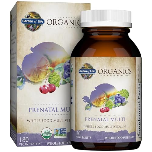 Garden of Life Organics Women’s Prenatal Multivitamin with Vitamin D3, B6, B12, C & Iron, Folate for Energy & Healthy Fetal Development – Organic,