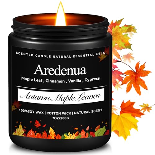 Autumn Leaves Candle | Fall Candles for Autumn, 7oz Soy Candle for Home Scented, Autumn Scented Candles for Home - Autumn Gifts for Women Men, Fall Sc