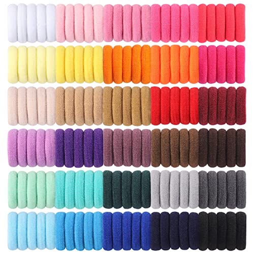 Jollybows 300pcs Baby Hair Ties Girls Elastic Hair Accessories Small Nylon Hair Bands for Toddler Infant Ponytail Holders 1" 30 Colors Mini Kids Hairb