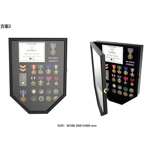 Medal Display Frame, Shadow Box for Wall and Tabletop Display, Pin Collection Display, Pin Holder, Black, SH2501-BK Rectangular01