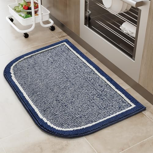 PADOOR Kitchen-Mats for Floor 100% Polypropylene Kitchen Rugs Non Slip Washable, Durable Dirt Resist Half Circle Rug TPR Backed Kitchen Floor Mat, 20"