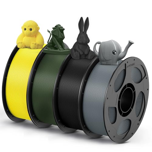 ANYCUBIC PETG Filament 1.75mm, 3D Printer Filament, Accuracy +-- 0.02mm, Exceptional Toughness, Print with FDM 3D Printers, 4 Pack 1KG Reusable Spool,