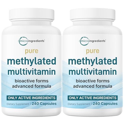 Micro Ingredients 2 Pack Pure Methylated Multivitamin, 480 Capsules | 19-in-1 Formula with Vitamins C, D, B12, Folate, Magnesium, Zinc, & More | Suppo