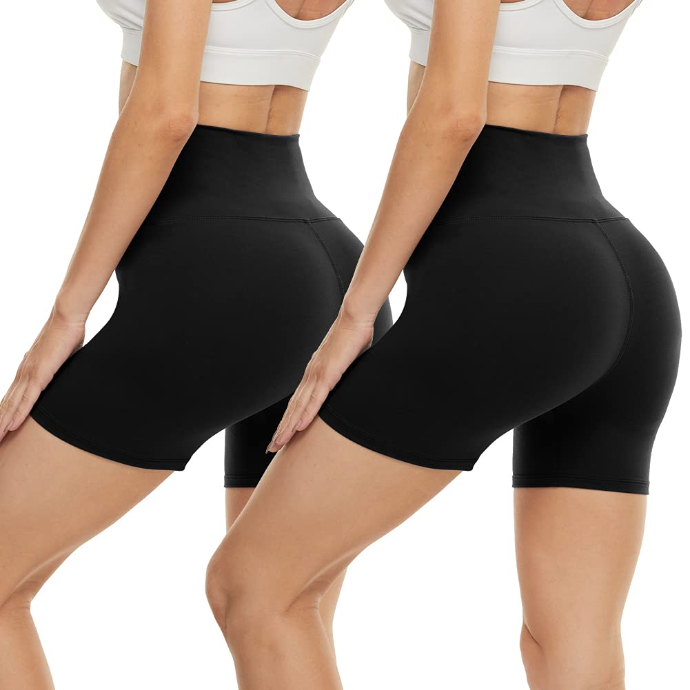 CAMPSNAIL Workout Biker Shorts Women - 3"-5"-8" High Waisted Tummy Control Spandex Booty Volleyball Shorts for Yoga Dance 5 IN XX-Large Black*2 (2 Pac