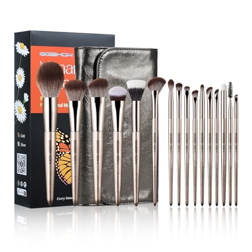 EIGSHOW Professional Makeup Brush Set, 16pcs with Case for Mascara Eyeliner Eyeshadow Concealer Foundation Powder Make up Brushes Kit (Monarch Butterf