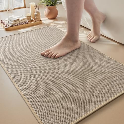 MontVoo Bath Mat Rug-Ultra Thin Non Slip Bath Mats for Bathroom Mat Quick Dry, Rubber Backing Washable Bathroom Rugs Fit Under Door, Absorbent Bath Ru