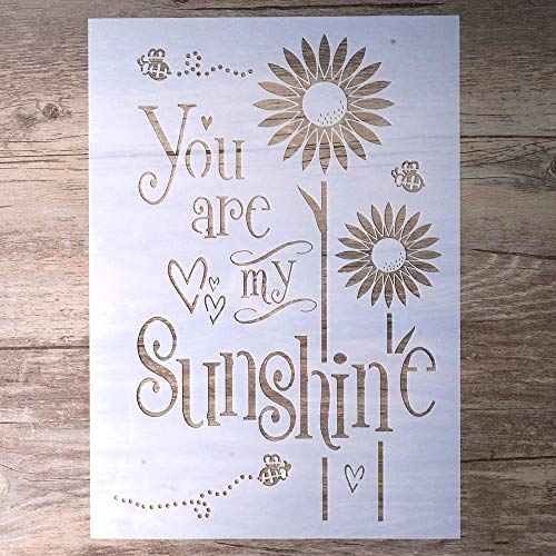 DIY Decorative You are My Sunshine Stencil Template for Scrapbooking Painting on Wall Furniture Crafts (A3 Size)