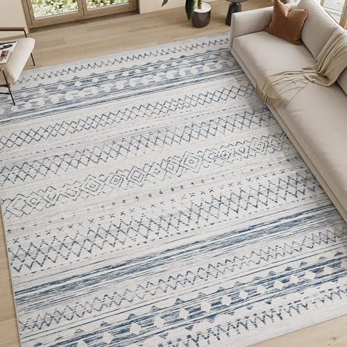 6x9 Area Rugs for Living Room Non Slip Washable Rug Neutral Distressed Boho Rug Ultra Soft Large Area Rug Modern Indoor Carpet for Bedroom Dining Room