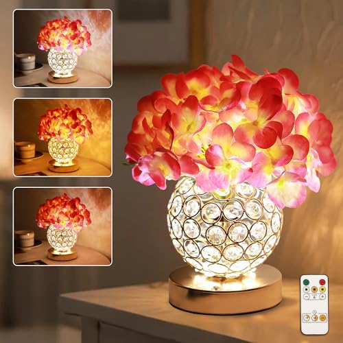 Artificial Hydrangea Flower Lamp with Remote Control, LED Night Light, Ideal Home Decor for Bedroom Living Room Wedding Coffee, Gifts for Women Friend