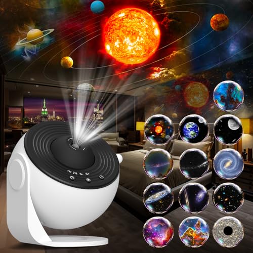 Galaxy Projector, 13 in 1 HD Planetarium Star Projector for Bedroom, 360 Rotating Star Light with Adjustable Knob and Timer for Kids, Ceiling, Gifts,