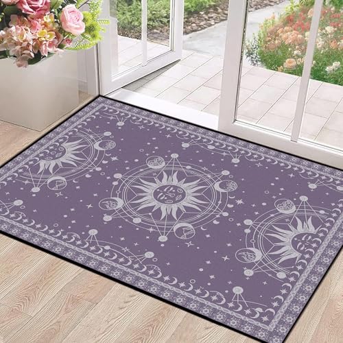 Sun and Moon Rug Celestial Boho Area Rugs for Bedroom Dorm Living Room Bohemian Occult Crescent Solar Stars Galaxy Floor Mat Pad Doormat Carpet,63" X