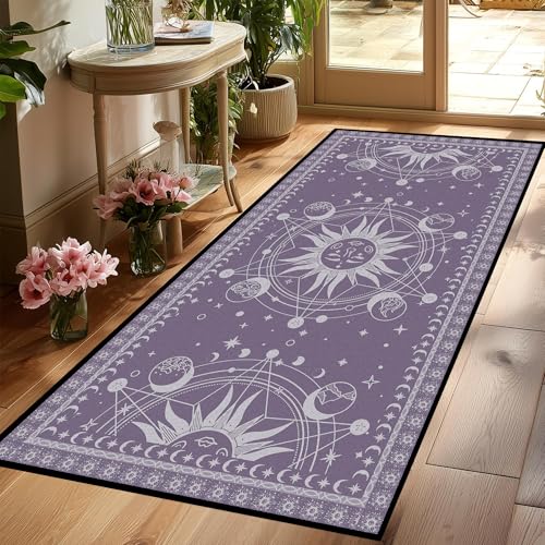 Sun and Moon Rug Celestial Boho Area Rugs for Bedroom Dorm Living Room Bohemian Occult Crescent Solar Stars Galaxy Floor Mat Pad Doormat Carpet,79" X