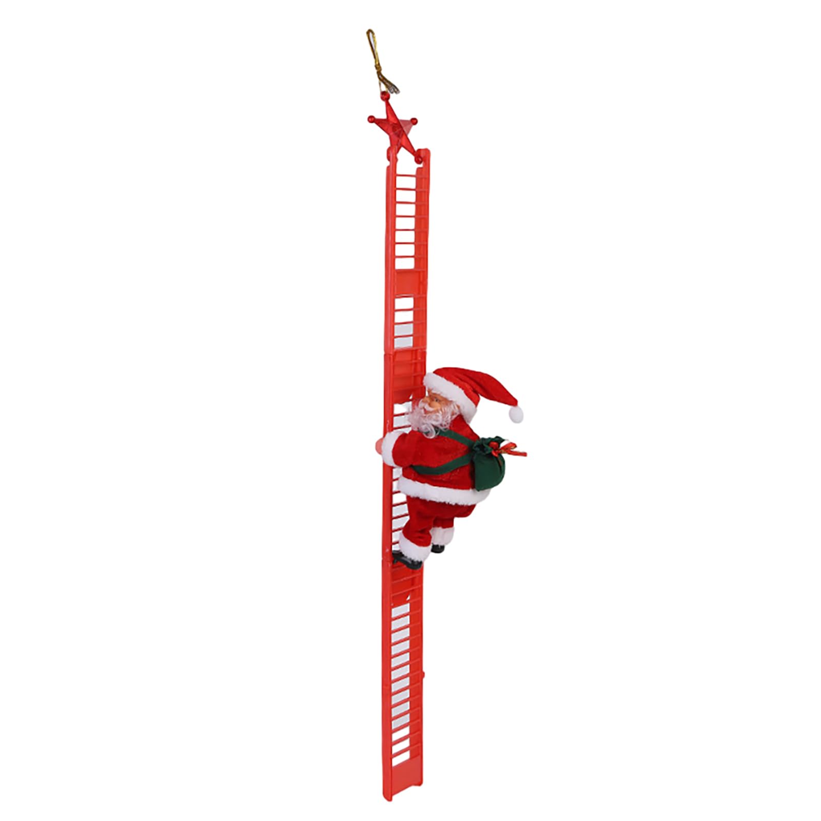 Garvee Climbing Ladder Santa Ornament with Music Battery Powered Climbing Up Down Moving Figure Christmas Decoration for Party Home Wall Tree red Sing