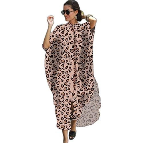 RanRui swimsuit cover up Black&White caftan caftans Women's Vneck short Sleeve kaftan dresses with pocket Caftans Heart Print
