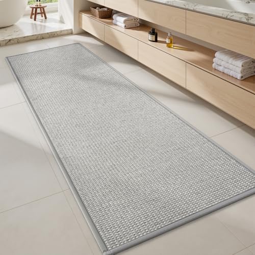 MontVoo Bathroom Runner Rugs-Chenille Absorbent Bath Mat Runner Quick Dry-Rubber Backed Bath Runners Non Slip Washable Long Bathroom Rugs,Ultra Thin B