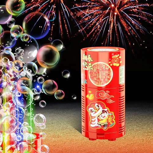 Fireworks Bubble Machine (13 Holes) with Dazzling RGB LED Lights, Automatic Sparklers Blower Toys, Portable Bubble Maker for Kids Party Wedding Christ